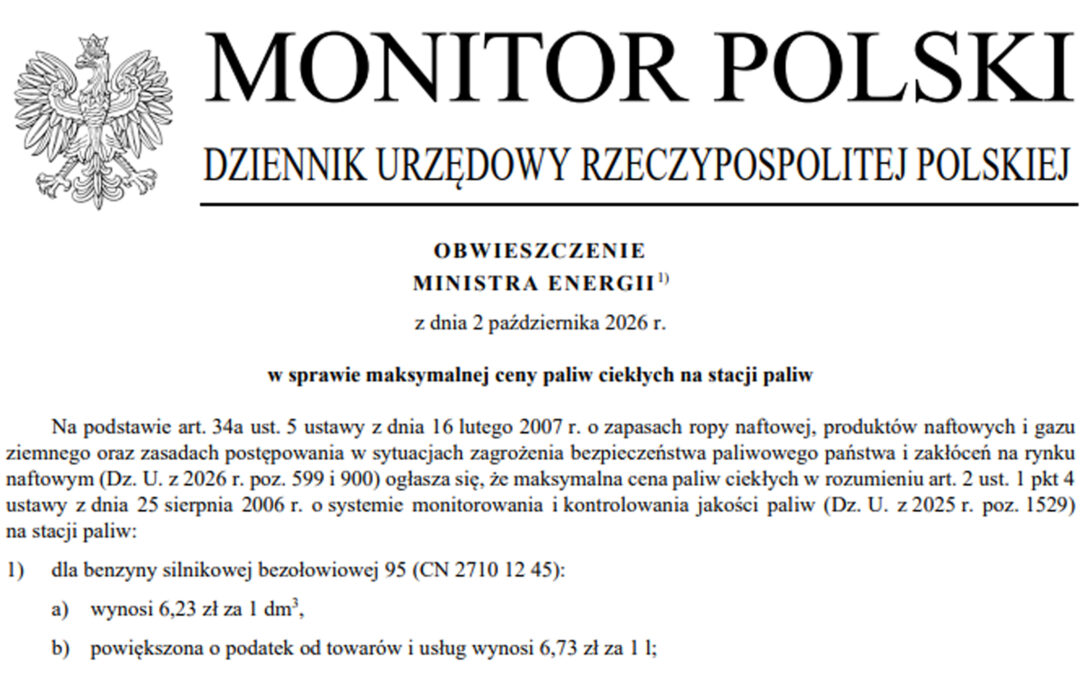 Ceny Paliw Niższe – od jutra!