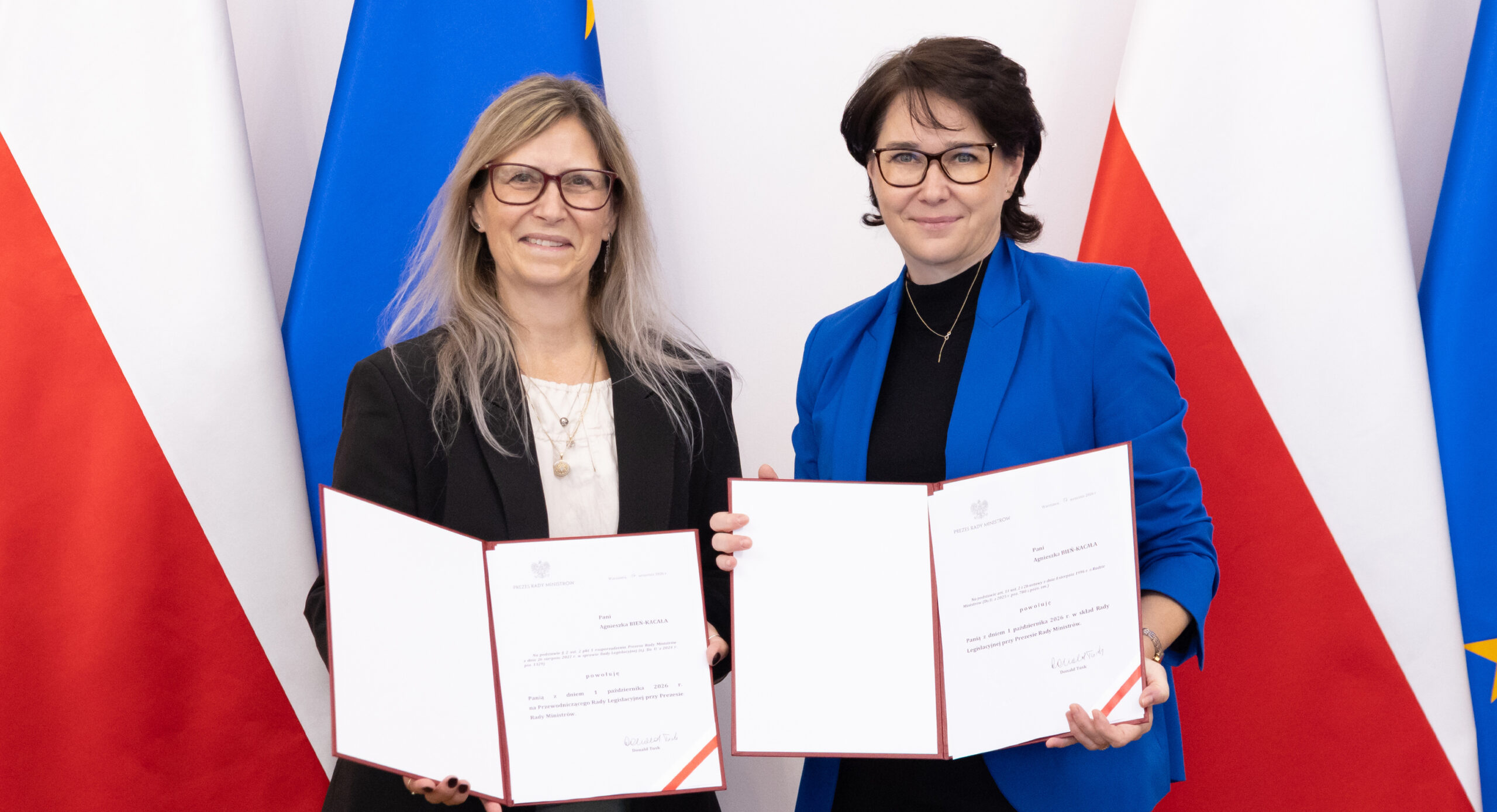 Pani Prof. Agnieszka Bień-Kacała, Przewodnicząca Rady Legislacyjnej i Pani Joanna Knapińska, Prezes Rządowego Centrum Legislacji, Sekretarz Rady Ministrów.
